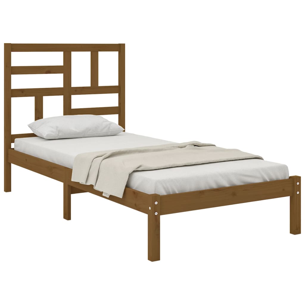 Cadre de lit Marron miel Bois massif 100x200 cm Lits & cadres de lit vidaXL   