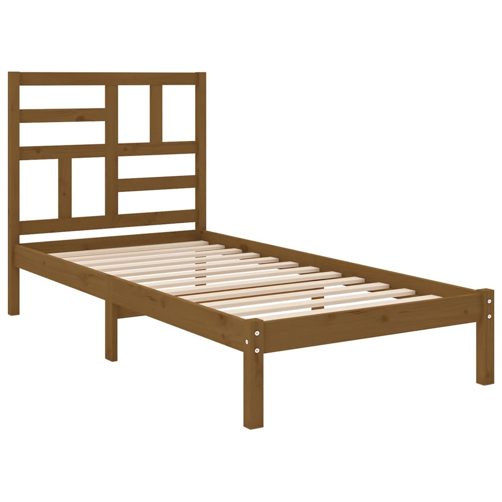 Cadre de lit Marron miel Bois massif 100x200 cm Lits & cadres de lit vidaXL   