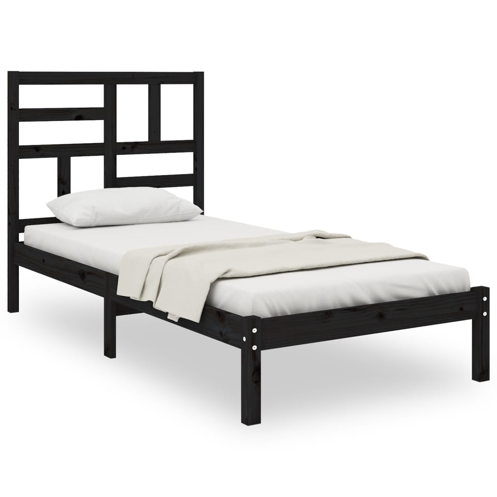 Cadre de lit Noir Bois massif 100x200 cm Lits & cadres de lit vidaXL   