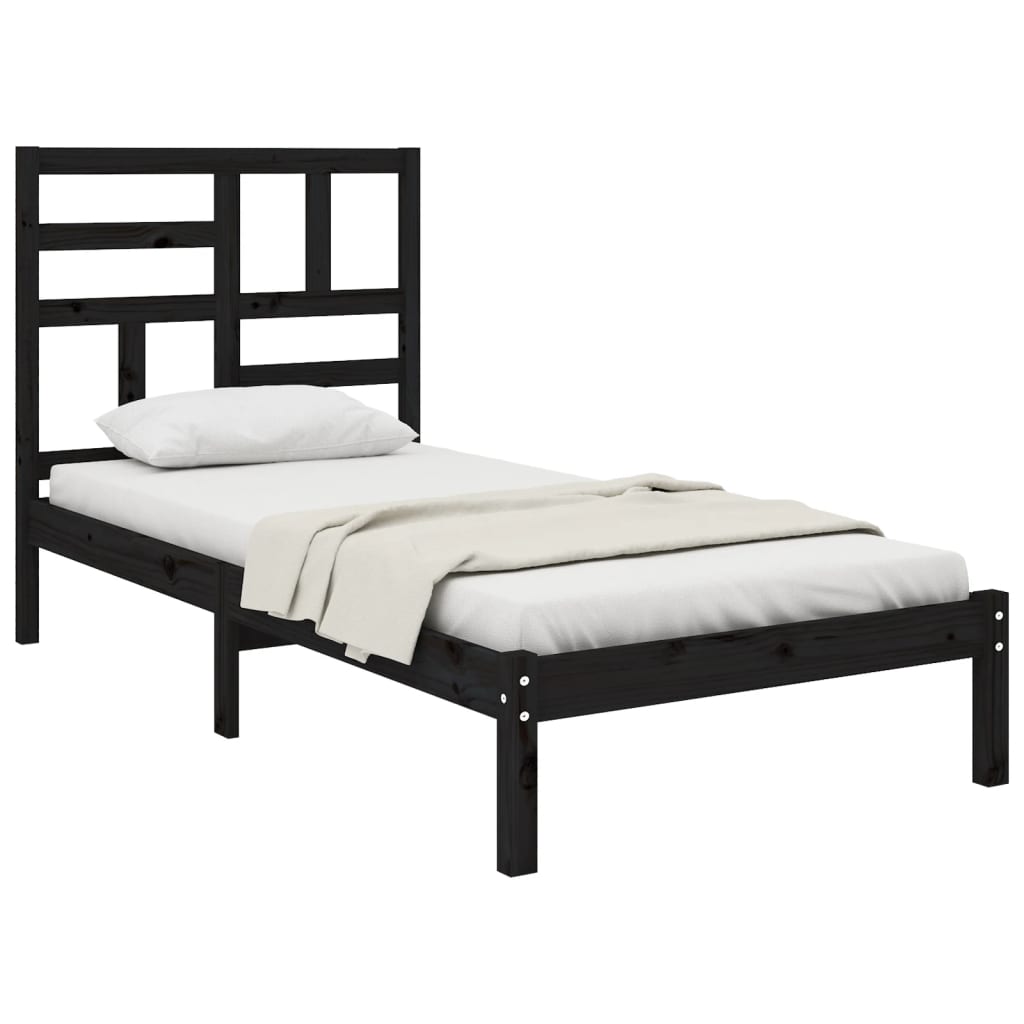 Cadre de lit Noir Bois massif 100x200 cm Lits & cadres de lit vidaXL   