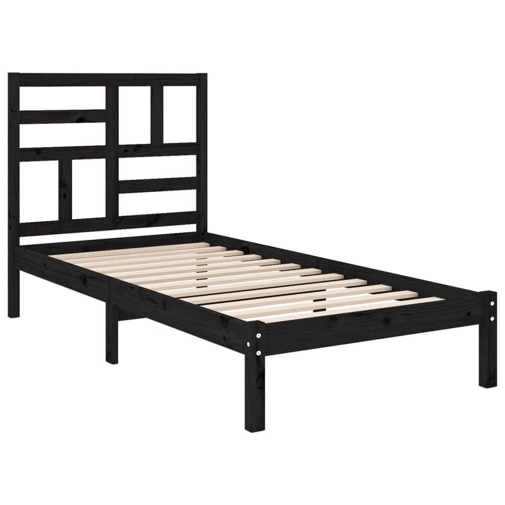 Cadre de lit Noir Bois massif 100x200 cm Lits & cadres de lit vidaXL   