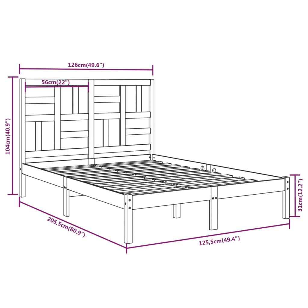 Cadre de lit Bois massif 120x200 cm Lits & cadres de lit vidaXL   