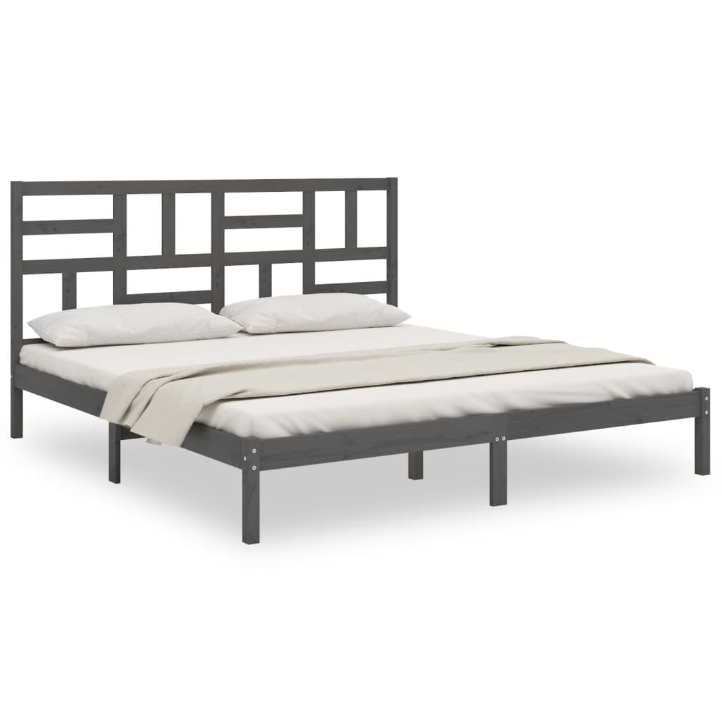 Cadre de lit Gris Bois massif 200x200 cm Lits & cadres de lit vidaXL   