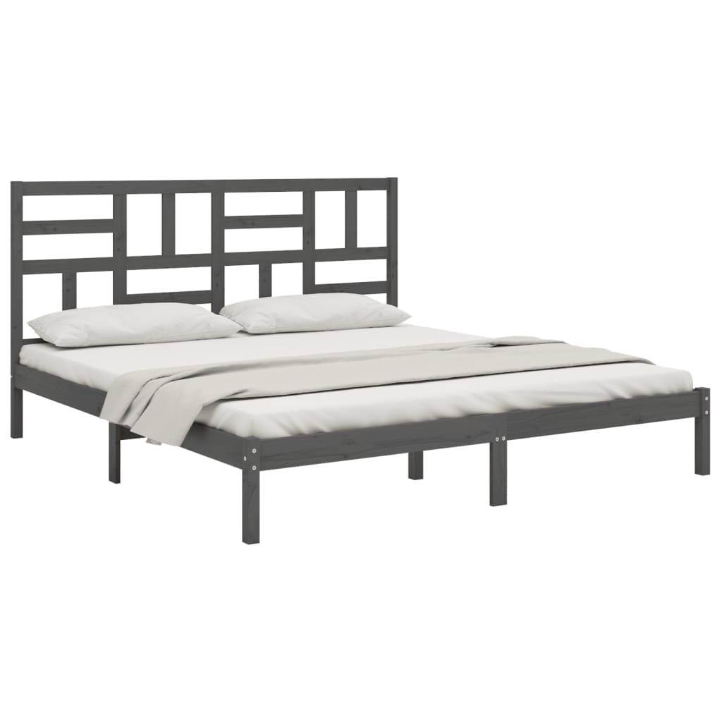 Cadre de lit Gris Bois massif 200x200 cm Lits & cadres de lit vidaXL   