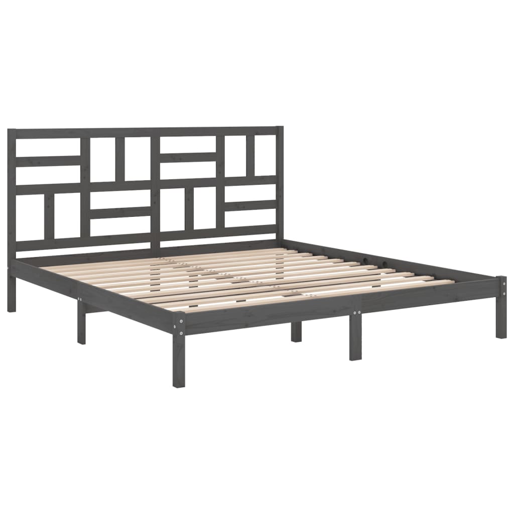 Cadre de lit Gris Bois massif 200x200 cm Lits & cadres de lit vidaXL   