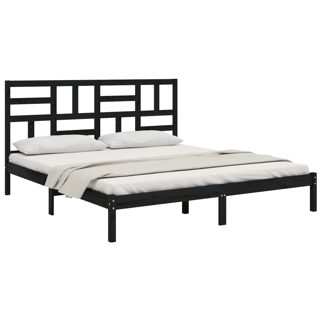 Cadre de lit Noir Bois de pin massif 200x200 cm Lits & cadres de lit vidaXL   