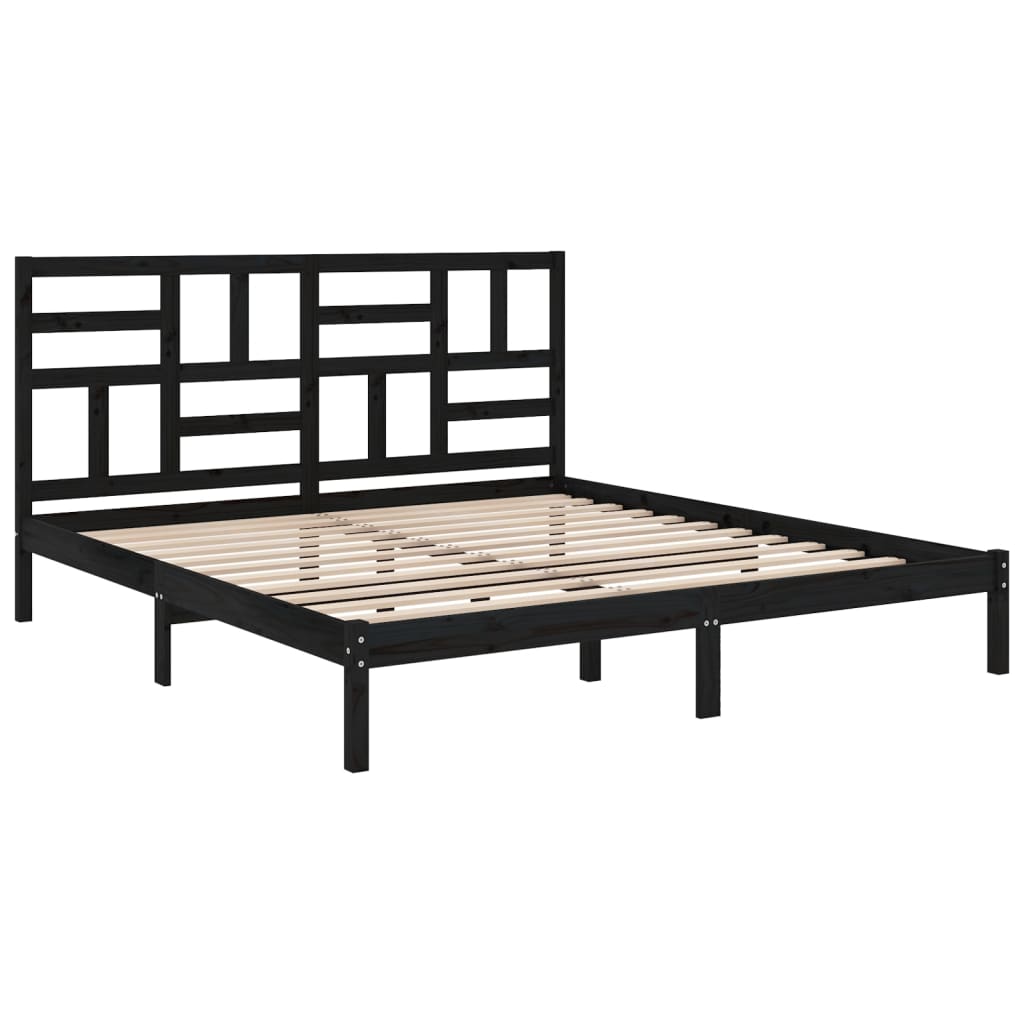 Cadre de lit Noir Bois de pin massif 200x200 cm Lits & cadres de lit vidaXL   