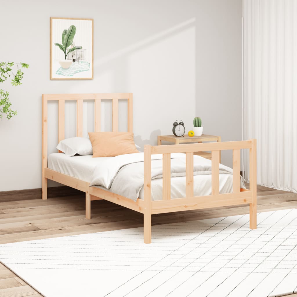 Cadre de lit Bois de pin massif 90x200 cm Lits & cadres de lit vidaXL   