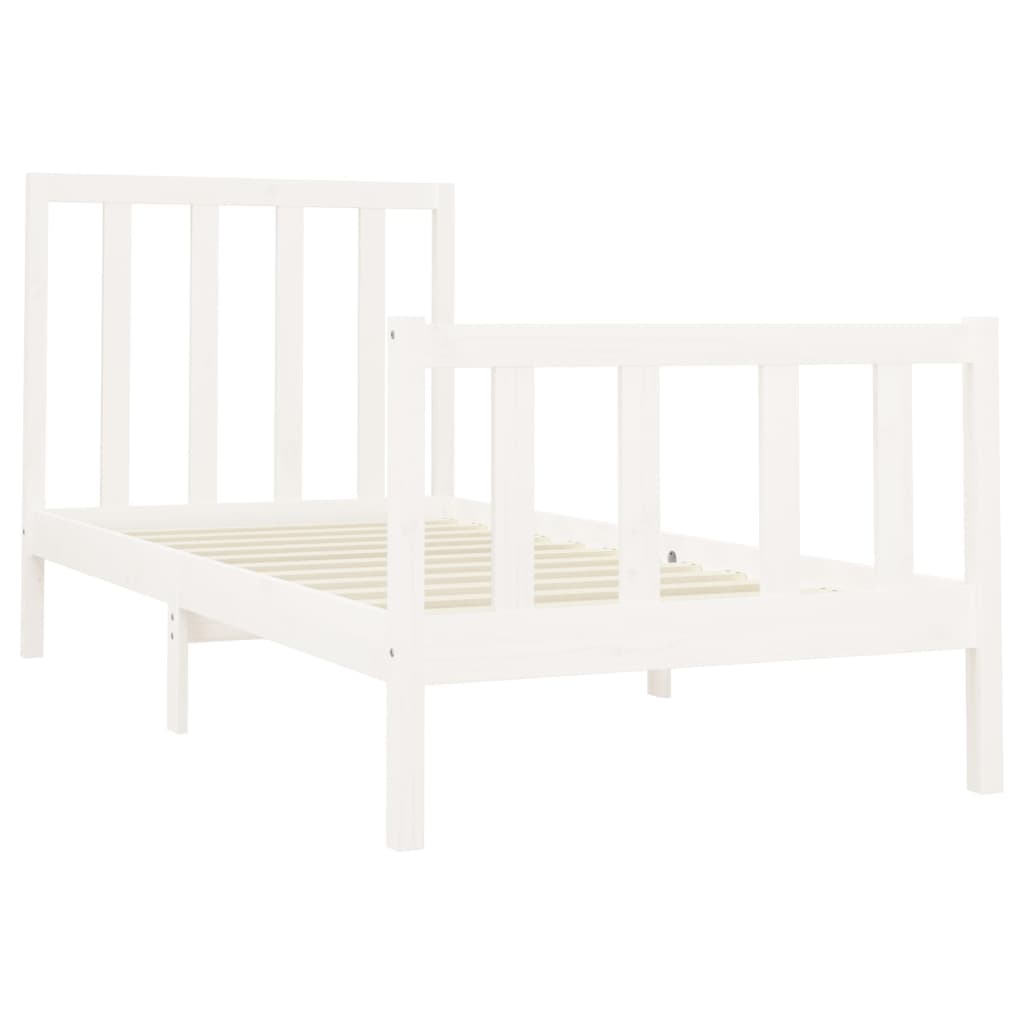 Cadre de lit Blanc Bois de pin massif 90x200 cm Lits & cadres de lit vidaXL   