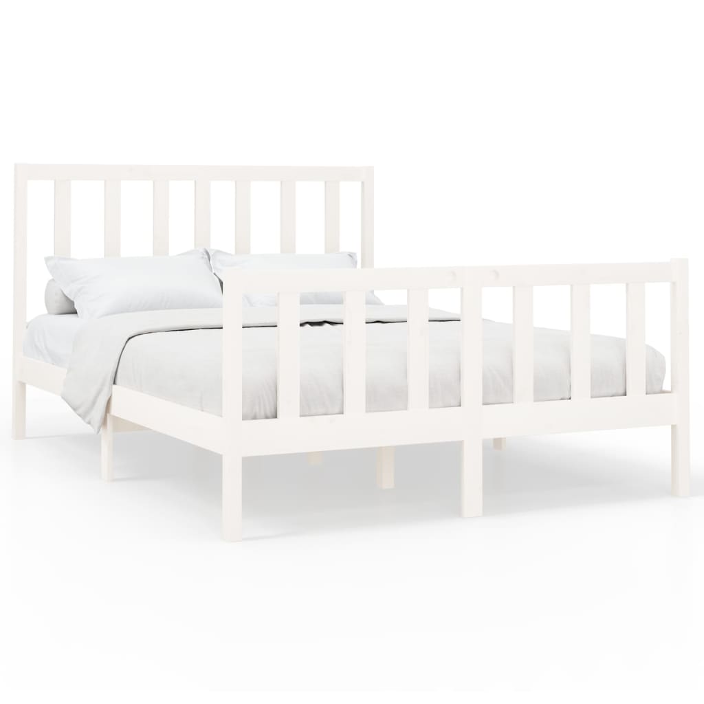 Cadre de lit Blanc Bois de pin massif 120x200 cm Lits & cadres de lit vidaXL   
