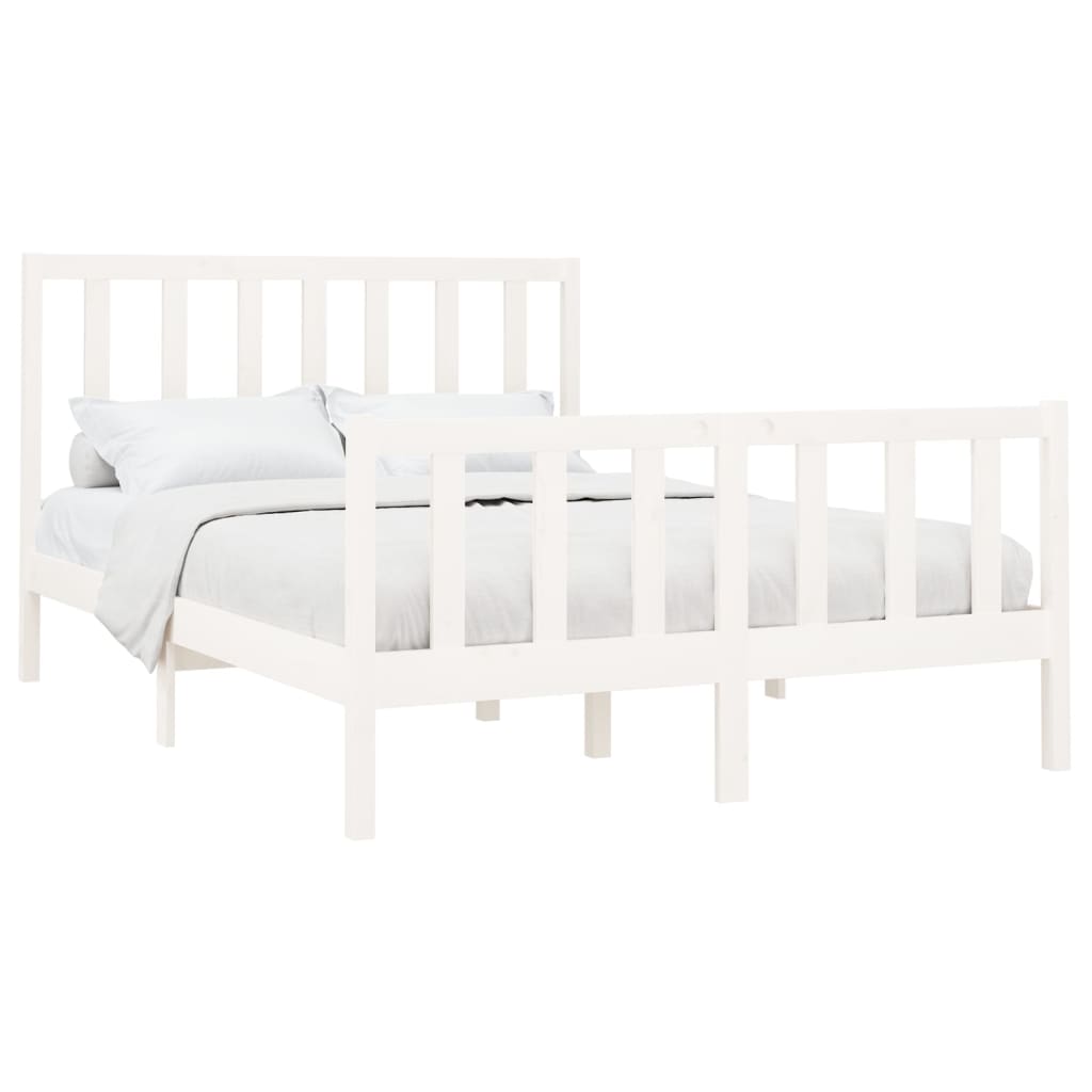 Cadre de lit Blanc Bois de pin massif 120x200 cm Lits & cadres de lit vidaXL   