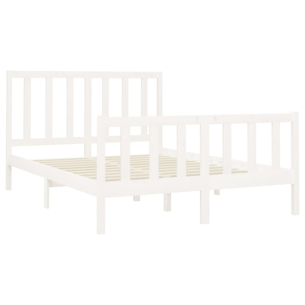 Cadre de lit Blanc Bois de pin massif 120x200 cm Lits & cadres de lit vidaXL   
