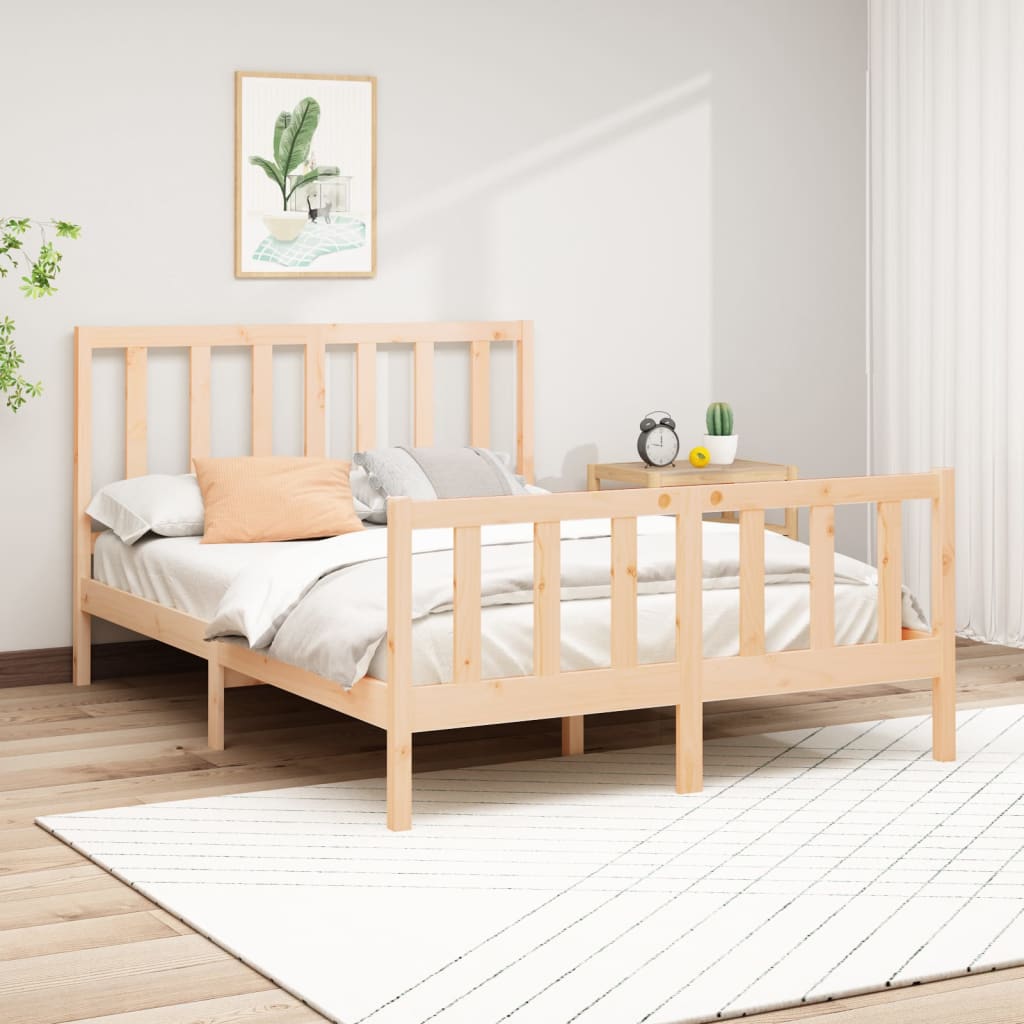 Cadre de lit Bois de pin massif 140x200 cm Lits & cadres de lit vidaXL   