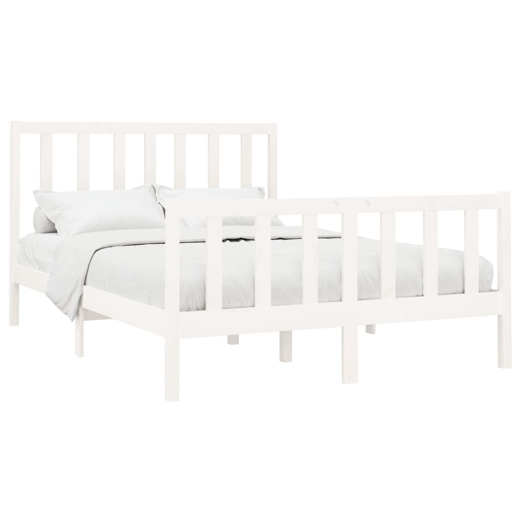 Cadre de lit Blanc Bois de pin massif 160x200 cm Lits & cadres de lit vidaXL   