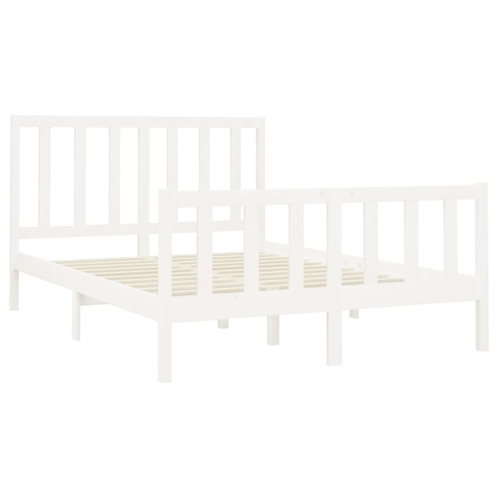 Cadre de lit Blanc Bois de pin massif 160x200 cm Lits & cadres de lit vidaXL   