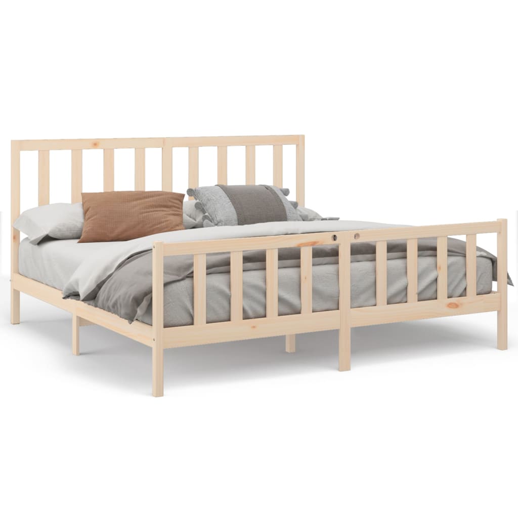 Cadre de lit Bois de pin massif 200x200 cm Lits & cadres de lit vidaXL   