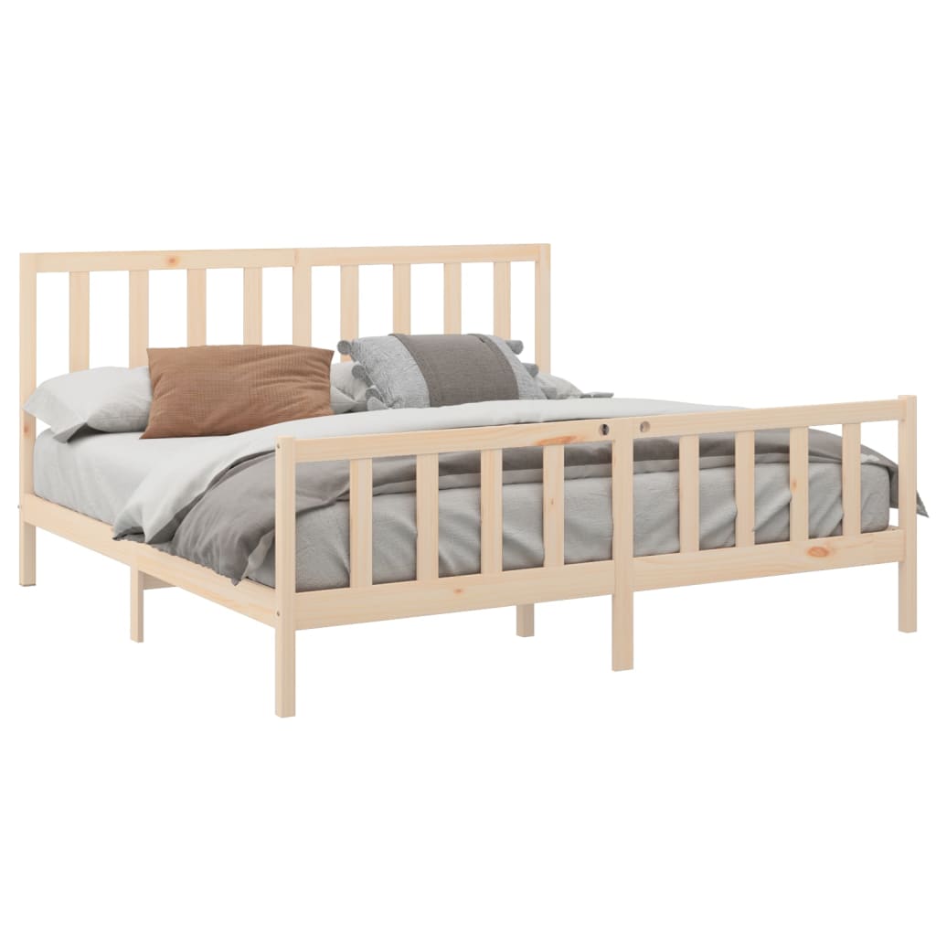 Cadre de lit Bois de pin massif 200x200 cm Lits & cadres de lit vidaXL   