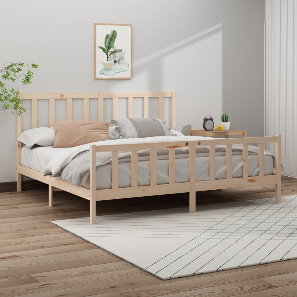 Cadre de lit Bois de pin massif 200x200 cm Lits & cadres de lit vidaXL   
