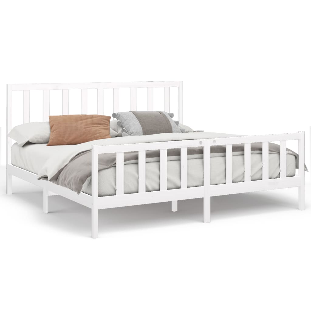 Cadre de lit Blanc Bois de pin massif 200x200 cm Lits & cadres de lit vidaXL   
