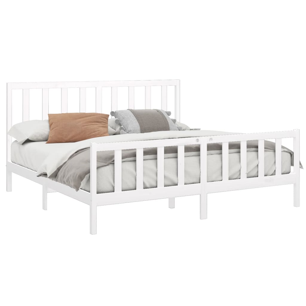 Cadre de lit Blanc Bois de pin massif 200x200 cm Lits & cadres de lit vidaXL   