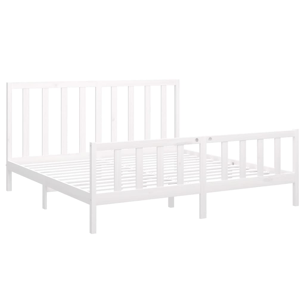 Cadre de lit Blanc Bois de pin massif 200x200 cm Lits & cadres de lit vidaXL   