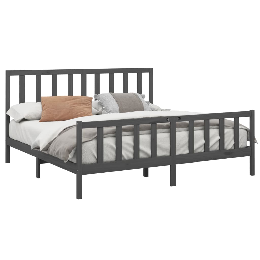 Cadre de lit Gris Bois de pin massif 200x200 cm Lits & cadres de lit vidaXL   