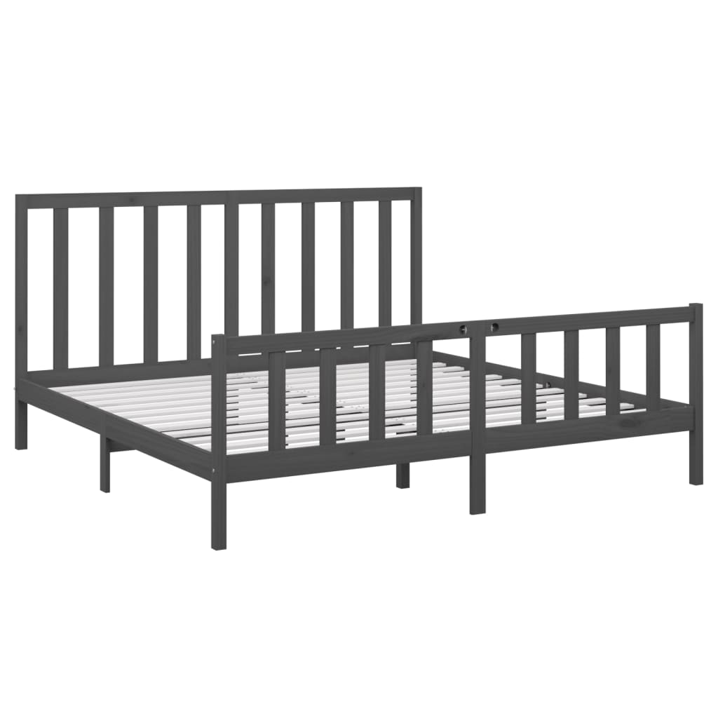 Cadre de lit Gris Bois de pin massif 200x200 cm Lits & cadres de lit vidaXL   