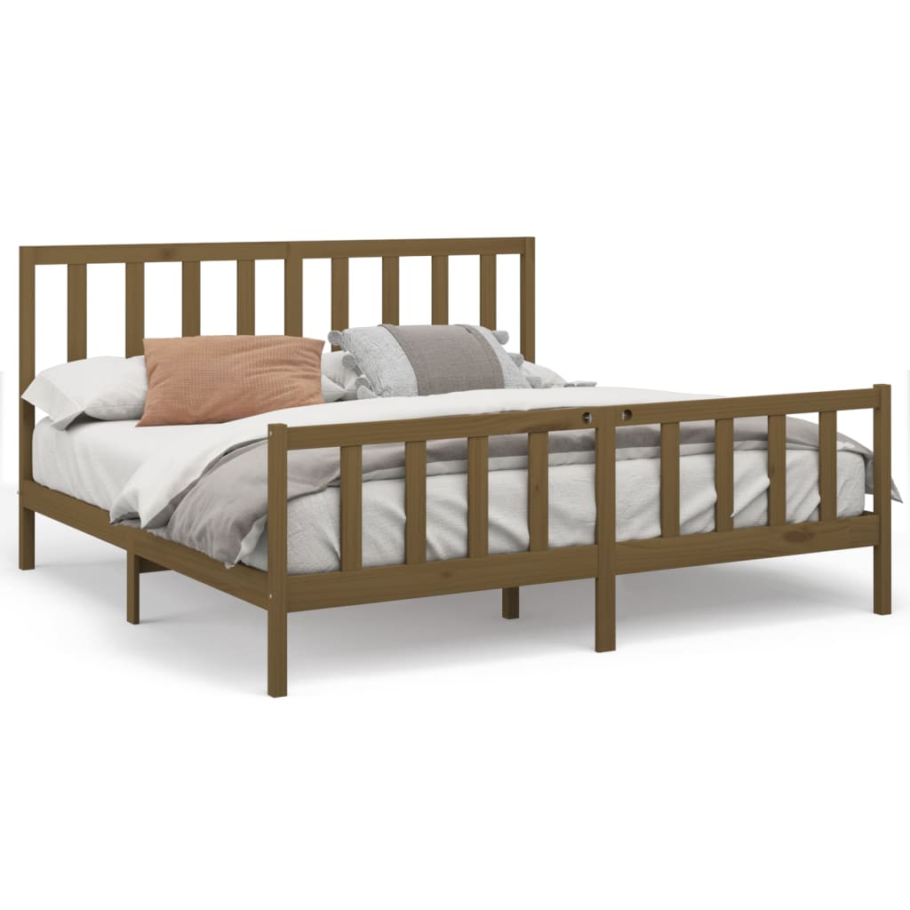 Cadre de lit Marron miel Bois de pin massif 200x200 cm Lits & cadres de lit vidaXL   