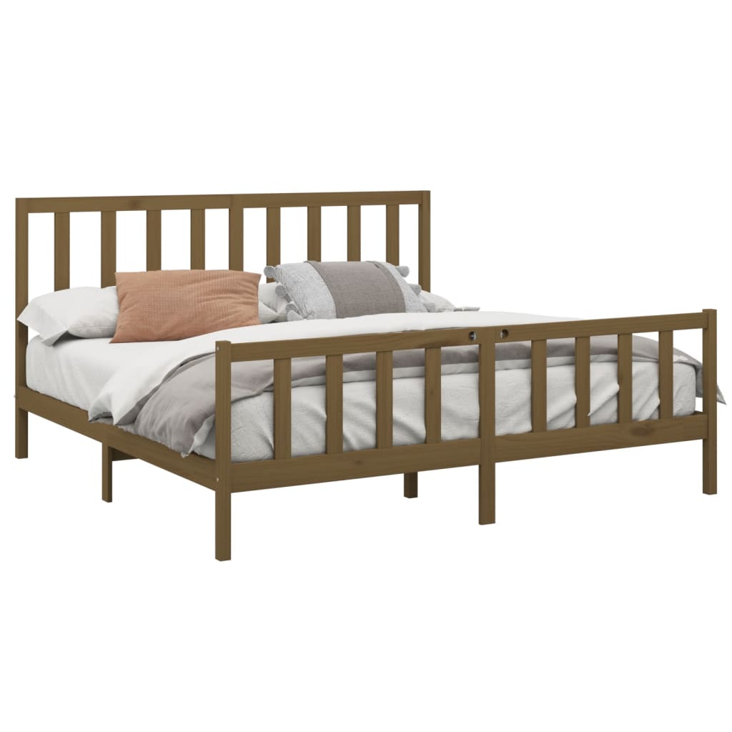 Cadre de lit Marron miel Bois de pin massif 200x200 cm Lits & cadres de lit vidaXL   