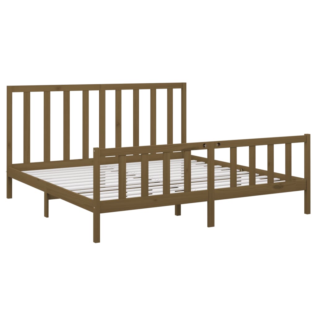 Cadre de lit Marron miel Bois de pin massif 200x200 cm Lits & cadres de lit vidaXL   