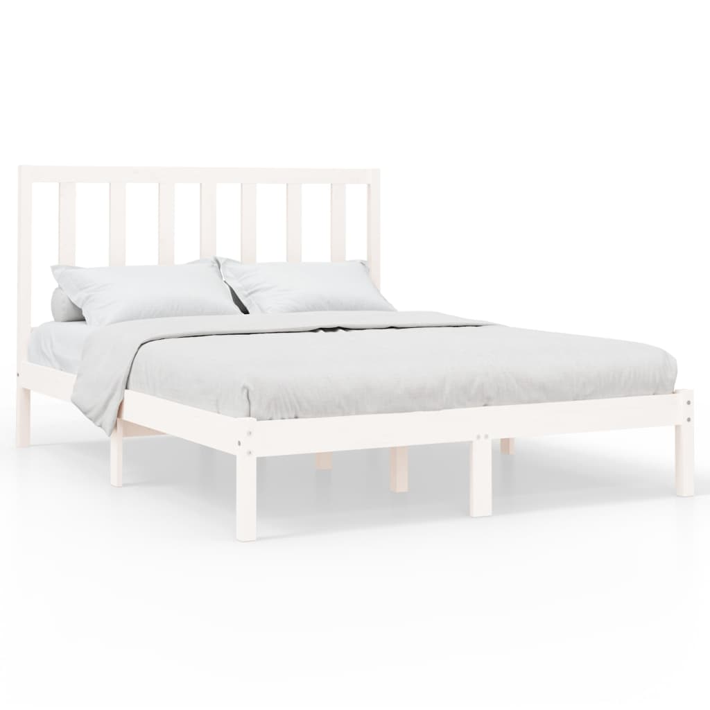 Cadre de lit Blanc Bois massif 120x200 cm Lits & cadres de lit vidaXL   