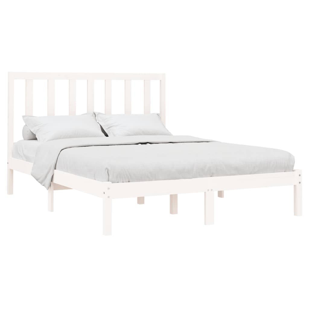 Cadre de lit Blanc Bois massif 120x200 cm Lits & cadres de lit vidaXL   