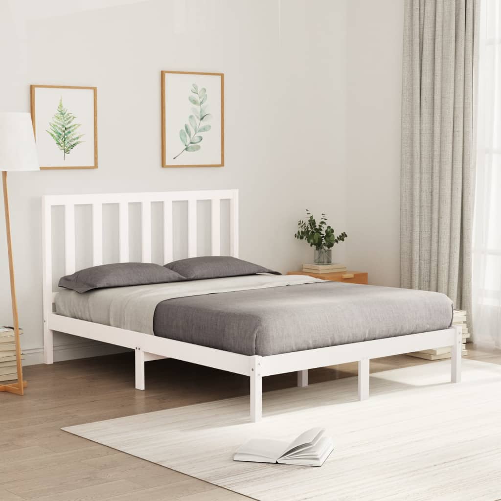 Cadre de lit Blanc Bois massif 120x200 cm Lits & cadres de lit vidaXL   
