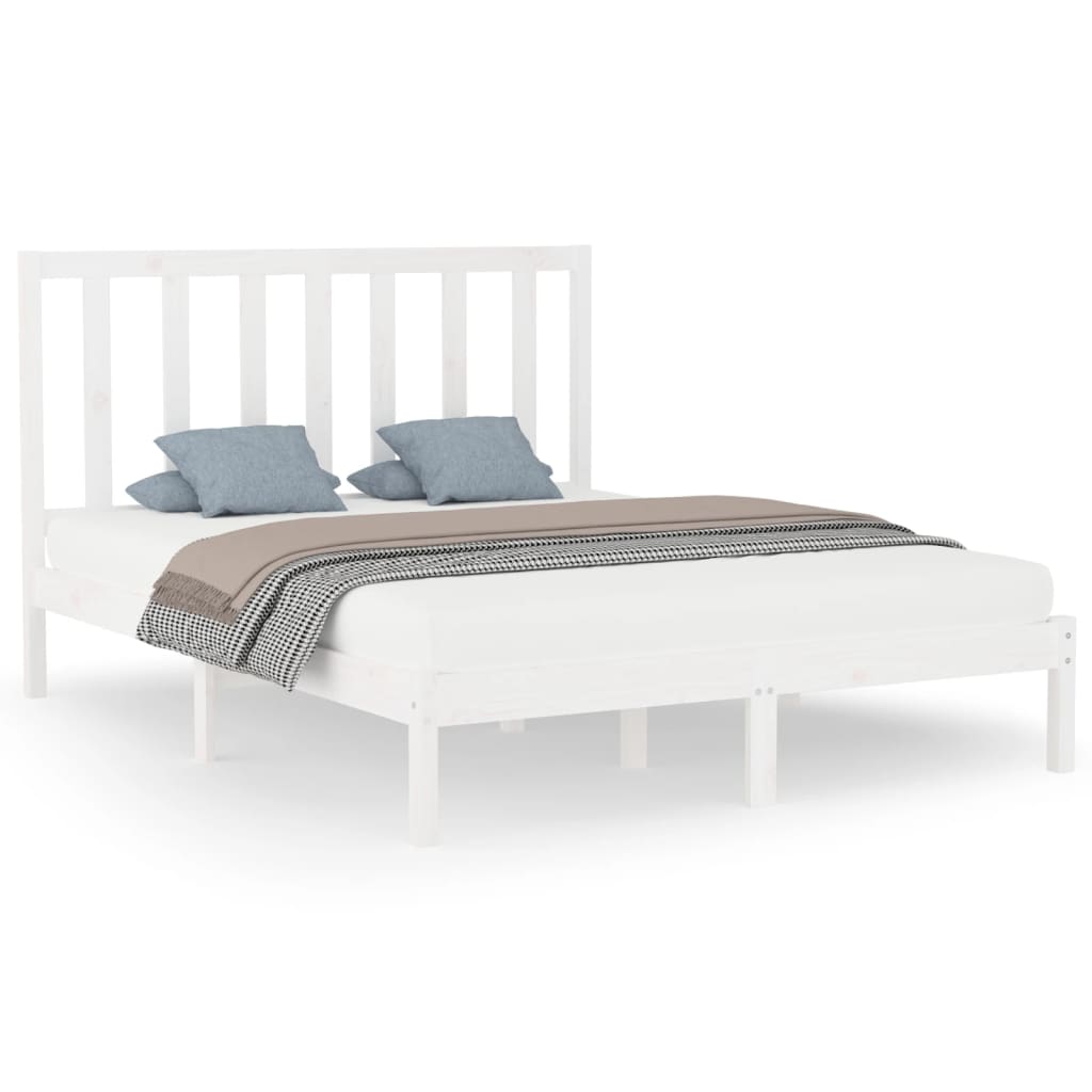 Cadre de lit Blanc Bois massif 160x200 cm Lits & cadres de lit vidaXL   