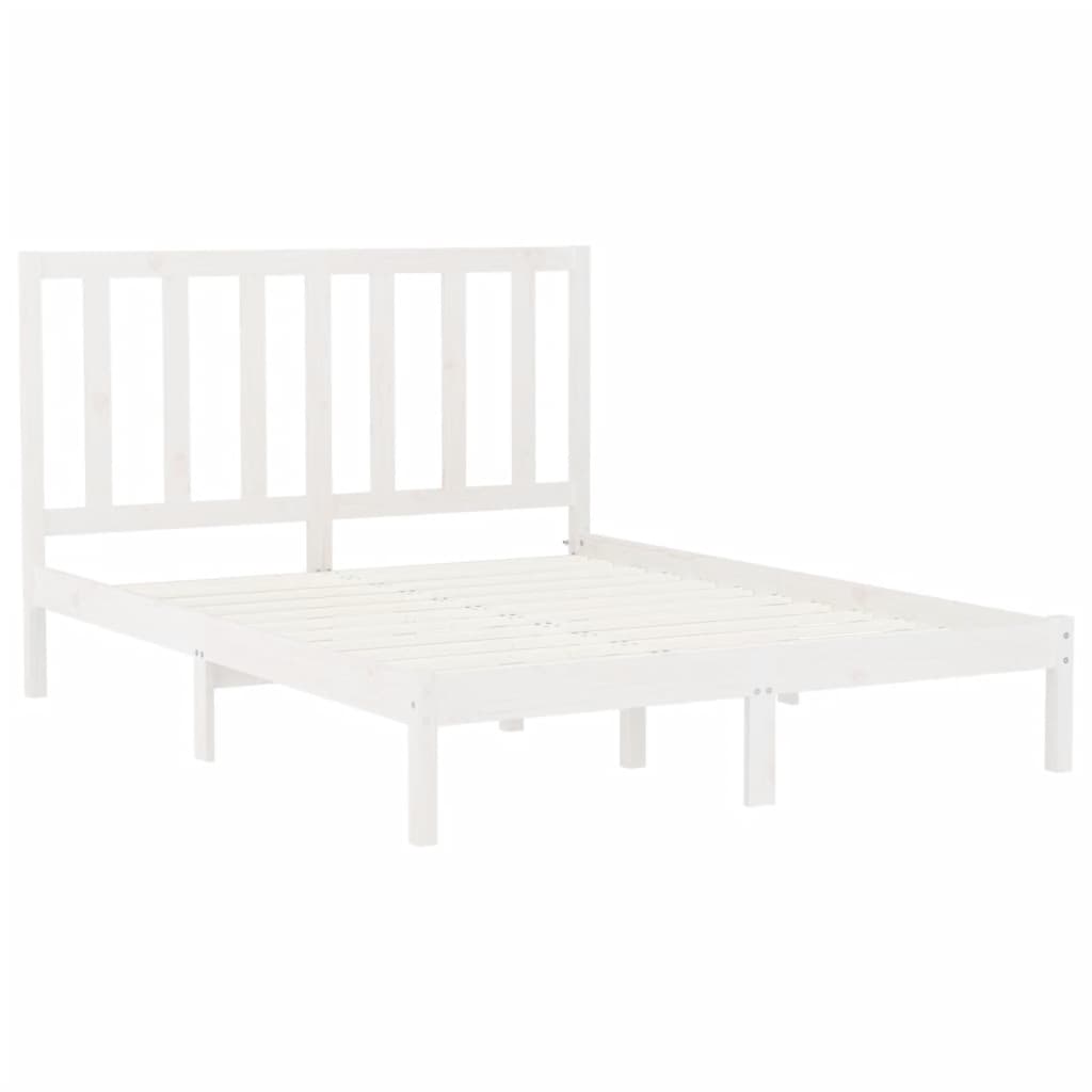 Cadre de lit Blanc Bois massif 160x200 cm Lits & cadres de lit vidaXL   