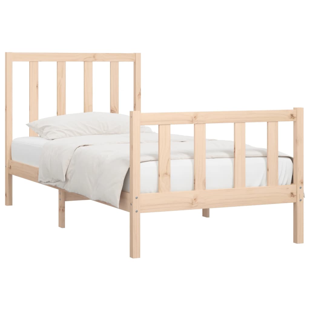 Cadre de lit Bois solide 90x200 cm Lits & cadres de lit vidaXL   
