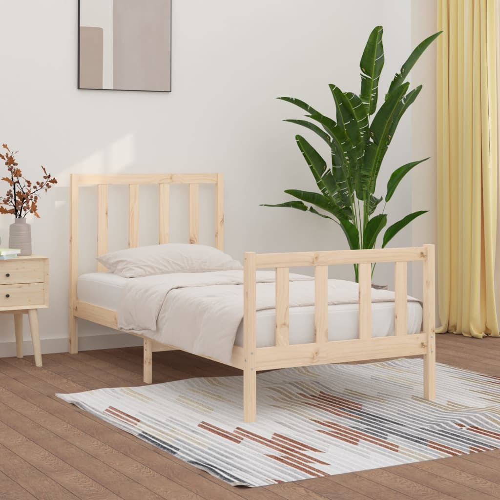 Cadre de lit Bois solide 90x200 cm Lits & cadres de lit vidaXL   