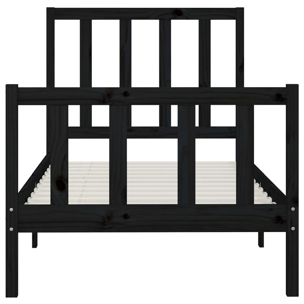 Cadre de lit Noir Bois massif 100x200 cm Lits & cadres de lit vidaXL   