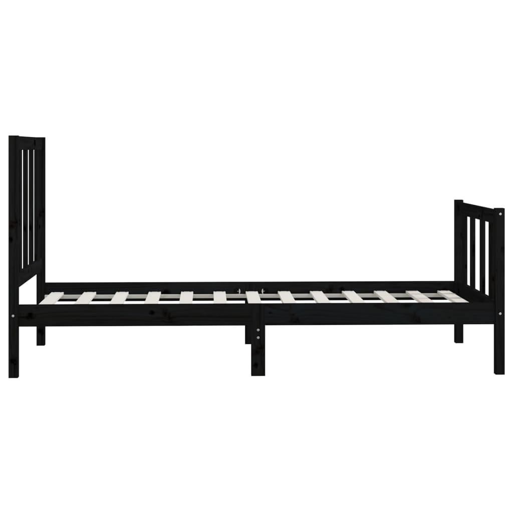 Cadre de lit Noir Bois massif 100x200 cm Lits & cadres de lit vidaXL   