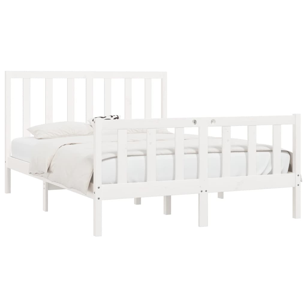 Cadre de lit Blanc Bois massif 120x200 cm Lits & cadres de lit vidaXL   