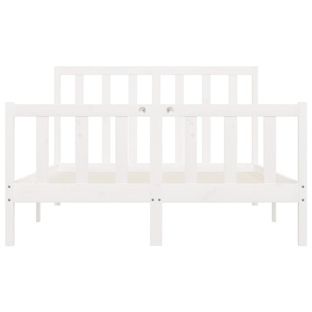 Cadre de lit Blanc Bois massif 140x200 cm Lits & cadres de lit vidaXL   
