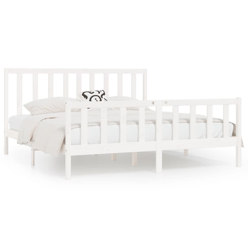 Cadre de lit Blanc Bois massif 200x200 cm Lits & cadres de lit vidaXL   
