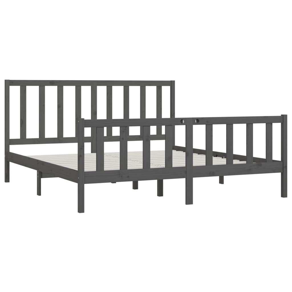 Cadre de lit Gris Bois massif 200x200 cm Lits & cadres de lit vidaXL   