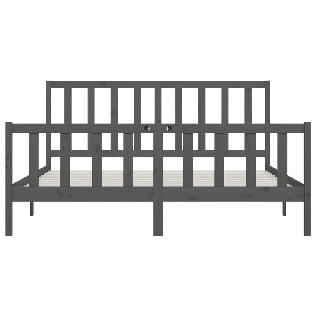 Cadre de lit Gris Bois massif 200x200 cm Lits & cadres de lit vidaXL   