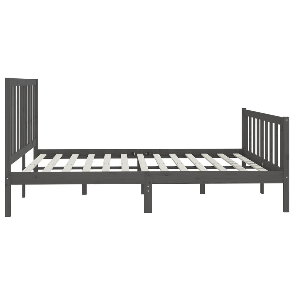 Cadre de lit Gris Bois massif 200x200 cm Lits & cadres de lit vidaXL   