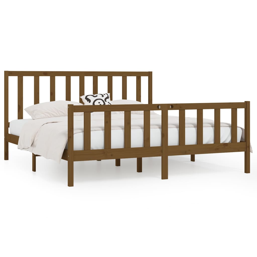 Cadre de lit Marron miel Bois massif 200x200 cm Lits & cadres de lit vidaXL   