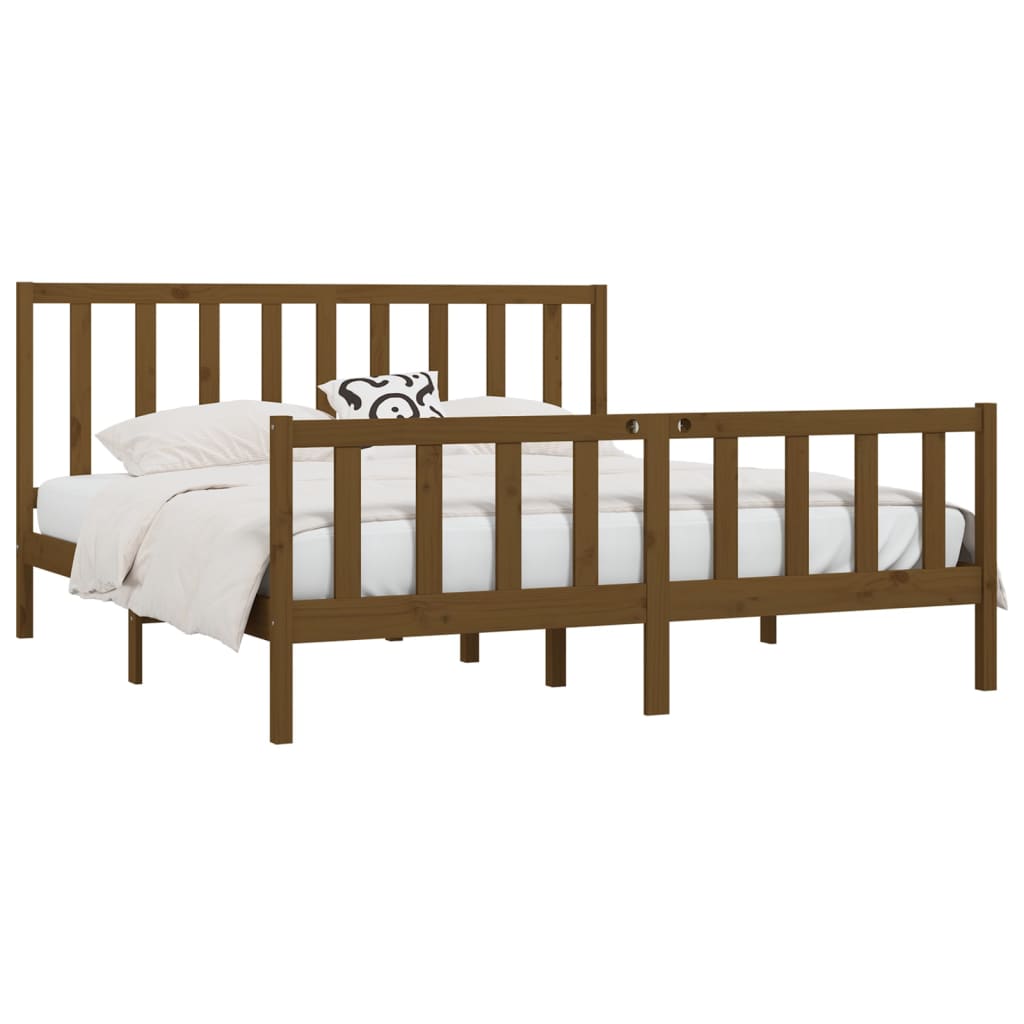 Cadre de lit Marron miel Bois massif 200x200 cm Lits & cadres de lit vidaXL   