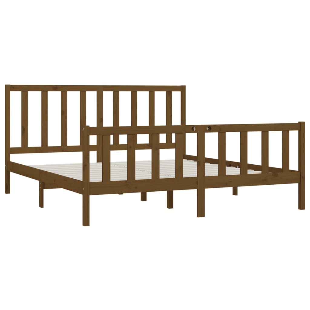 Cadre de lit Marron miel Bois massif 200x200 cm Lits & cadres de lit vidaXL   