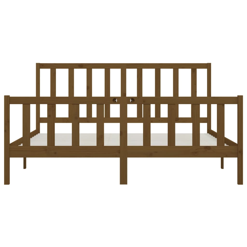 Cadre de lit Marron miel Bois massif 200x200 cm Lits & cadres de lit vidaXL   