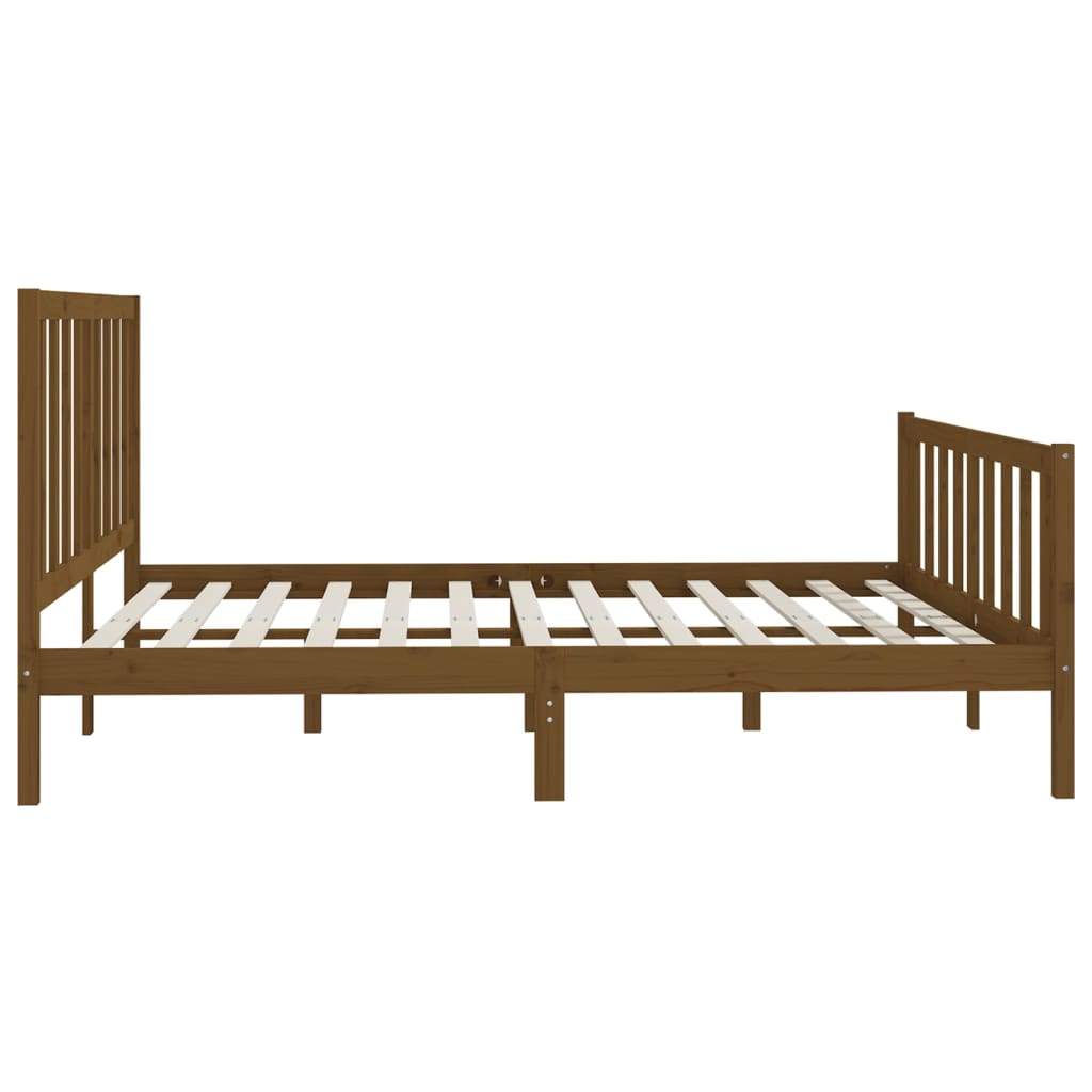 Cadre de lit Marron miel Bois massif 200x200 cm Lits & cadres de lit vidaXL   